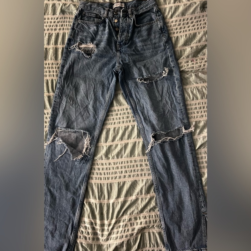 Denim Bootcut Distressed Jeans